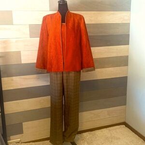 Gorgeous vintage rust ultra suede three-piece pant set! Perceptions 12P